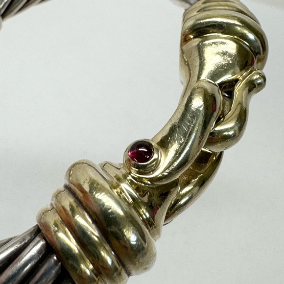 David Yurman 10mm Gold Buckle Sterling Silver Bracelet - Picture 6 of 11